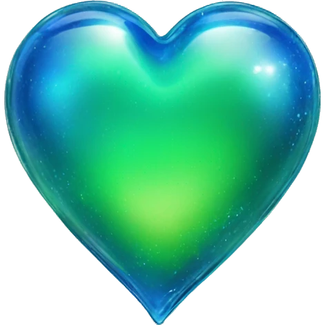 Blue and green shiny glass heart with more blue  emoji