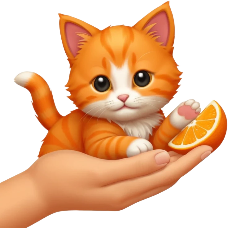 hand petting orange kitten emoji