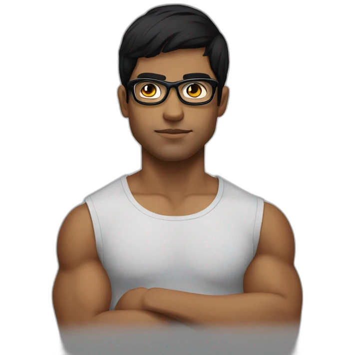 Boy Sri lankan MMA fighter with glases black hair emoji