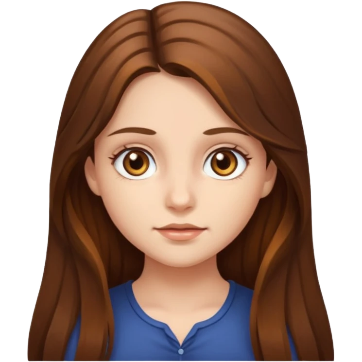 Girl with long brown hair and hazel eyes emoji