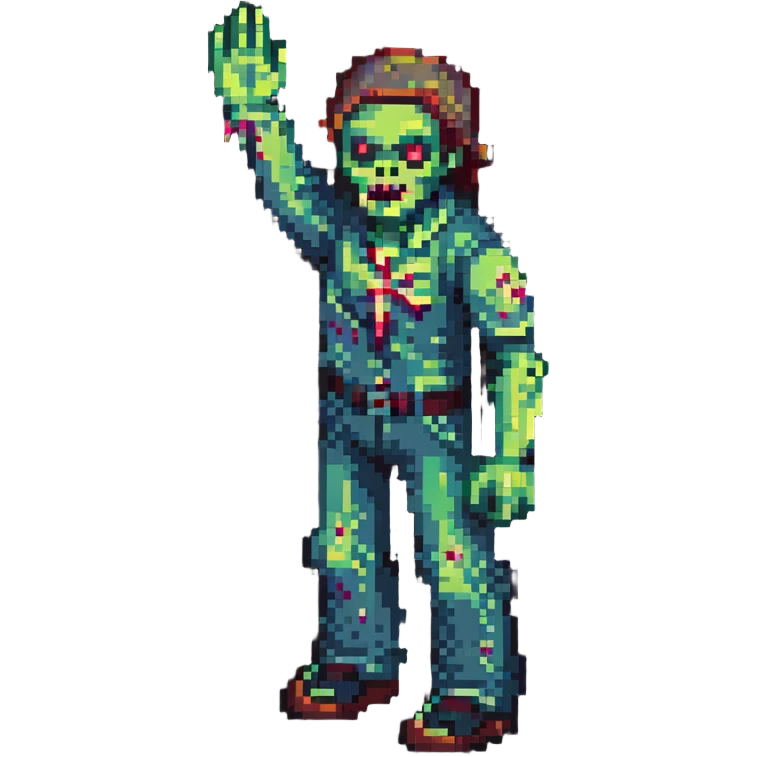 isometric zombie with one arm raised in the air emoji