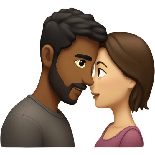 Brown man and brunette woman in love emoji