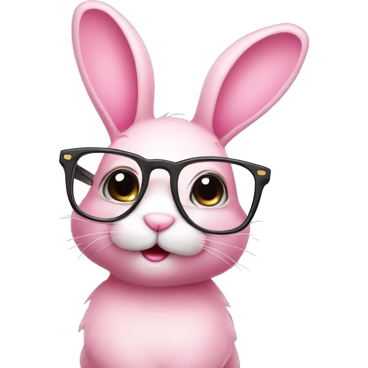 Cute Pink bunny with glasses emoji