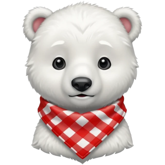 baby polar bear wearing a red and white checkered Neckerchief emoji