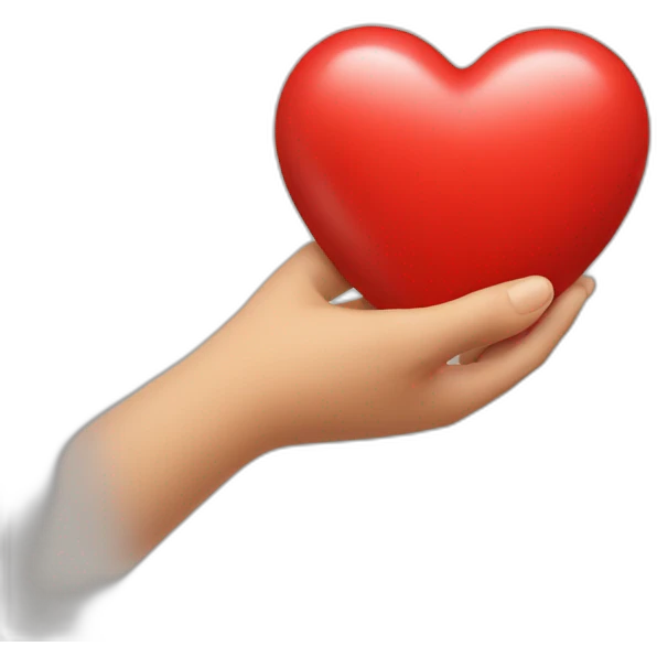hand grabbing a red heart emoji