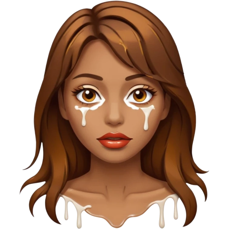 Brown Hair, Woman, white paint drip, face, hot, Sexy, lips emoji