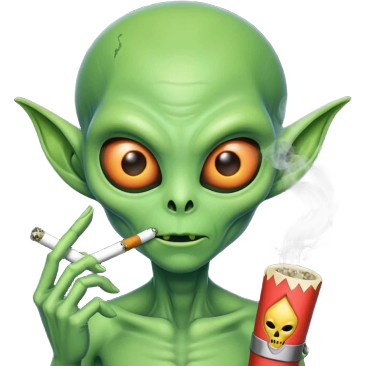 scary alien smoking a joint  emoji