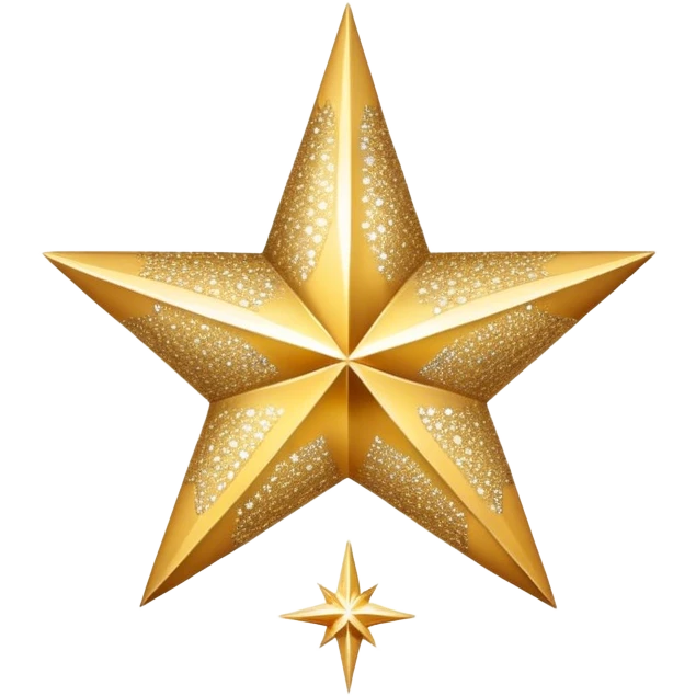 a large sparkle star where each point has a different pattern or texture, varied patterns on single sparkle emoji