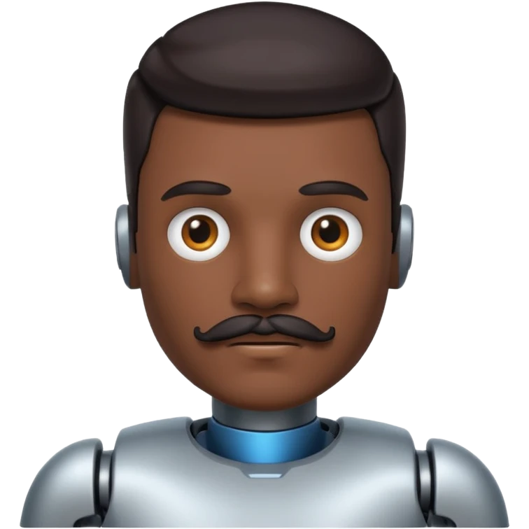 male robot with dark hair with mustache emoji