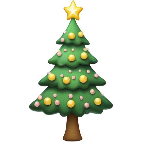 Christmas tree with pale pink ornaments and light yellow star  emoji