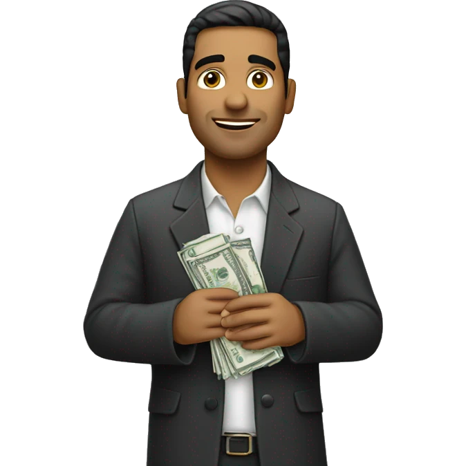 Heavy set Hispanic holding money emoji