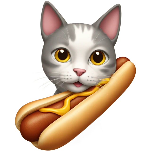 cat eating hotdog emoji