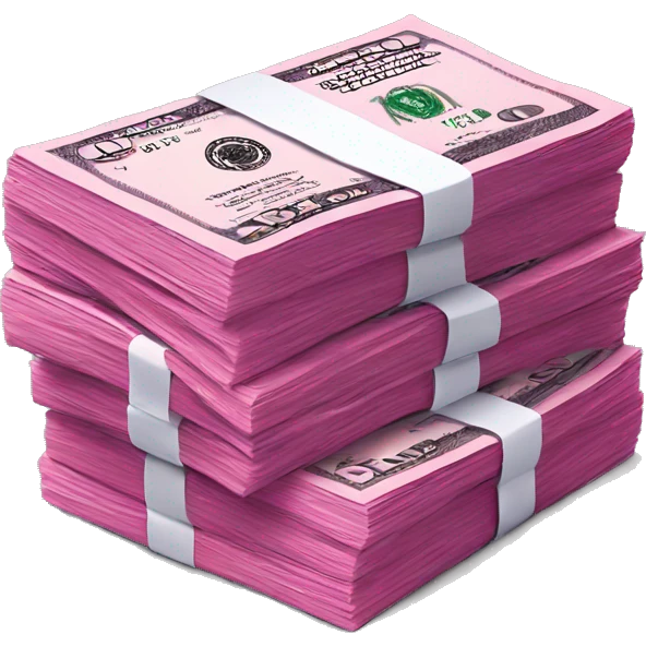 Stack of pink dollar bills emoji