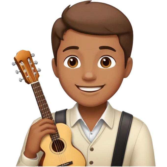 Musician with a confident smile looking up emoji