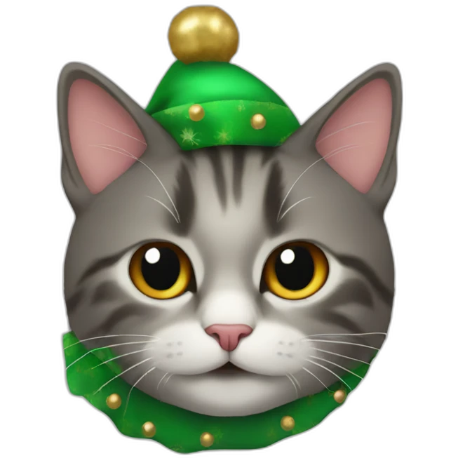 cat's head sticking out of a Christmas preseny emoji