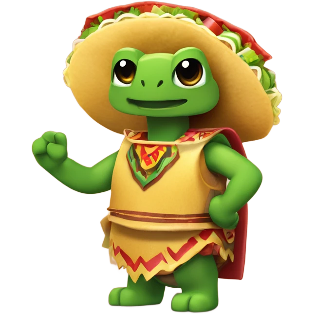 From the bustling streets of Mexico City, Taco-Turtle emerged! This spicy hero blends taco flavors with the chill vibe of a tortuga. Born under a fiesta moon, he shares tales of guacamole battles and salsa showdowns. ¡Viva la fiesta! emoji