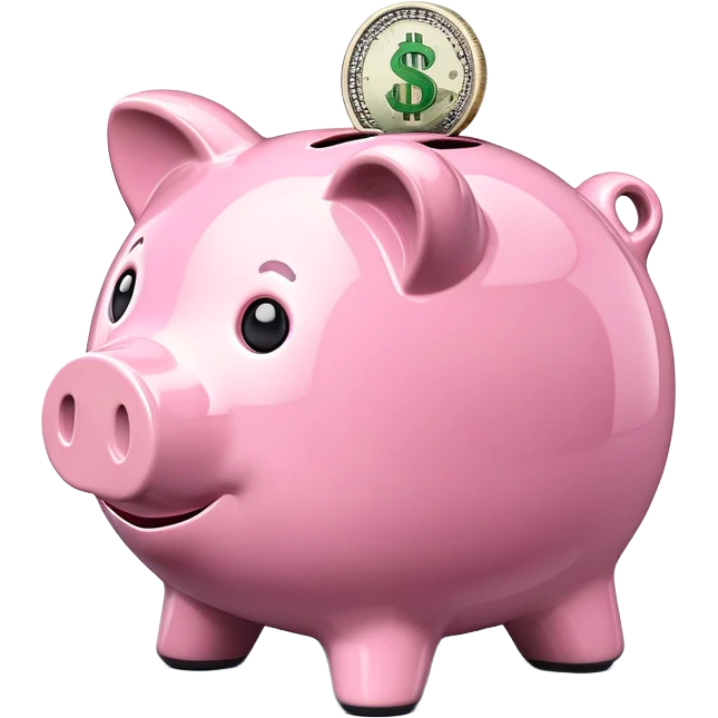 financial scenario with piggy bank and dollar sign emoji