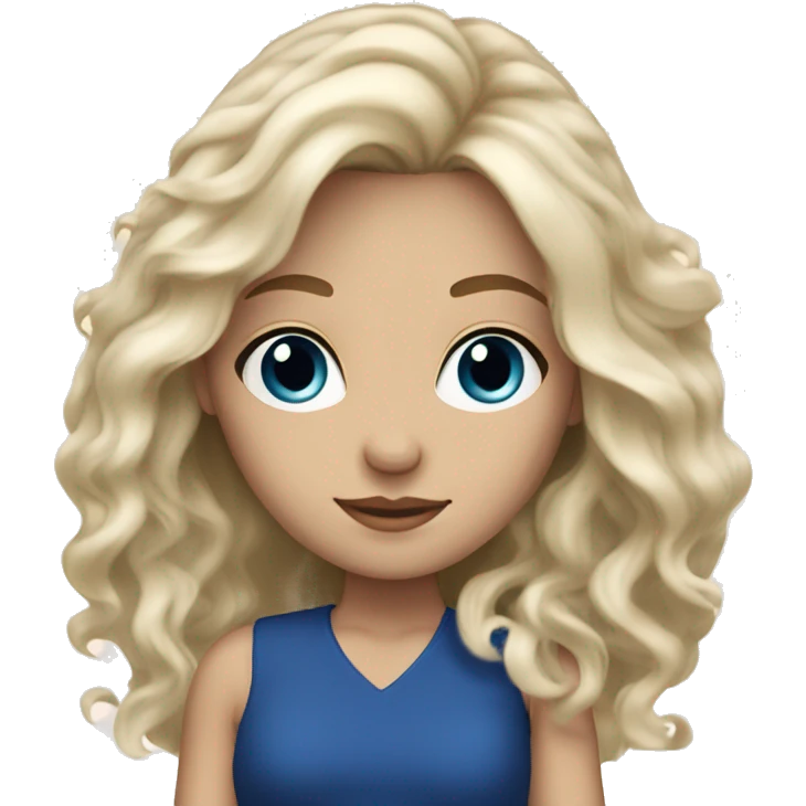 A white blonde girls with dark blue eyes and wavy long hair emoji