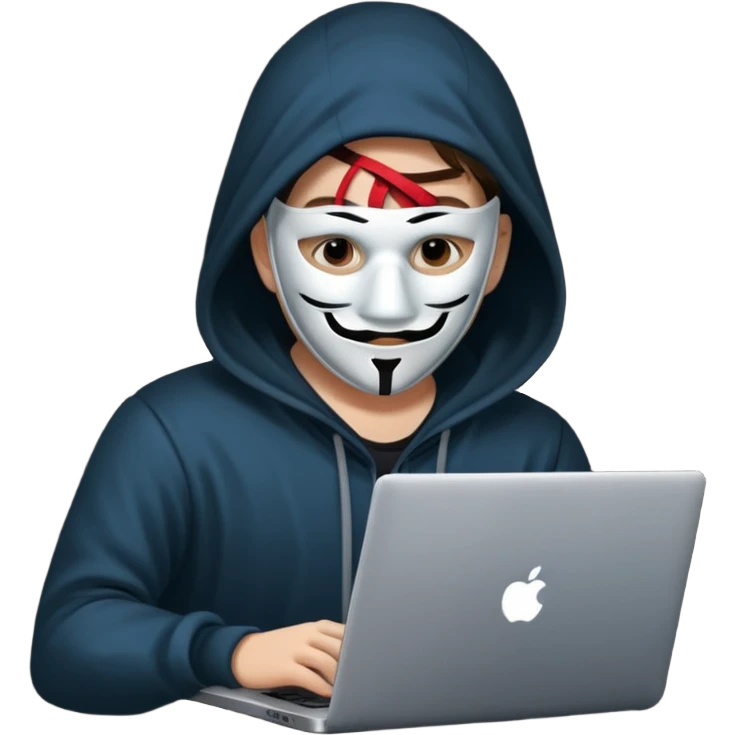 hacker with mask using laptop emoji