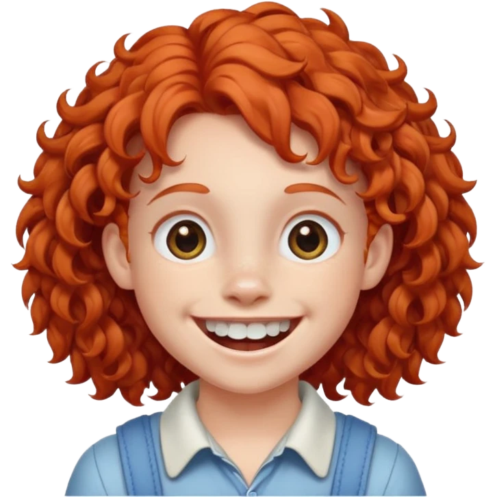 kid with teeth braces bunny eared red haired curly big braces emoji