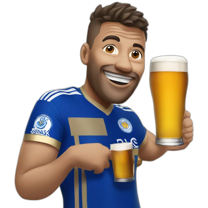 Leicester city supporter with a pint emoji