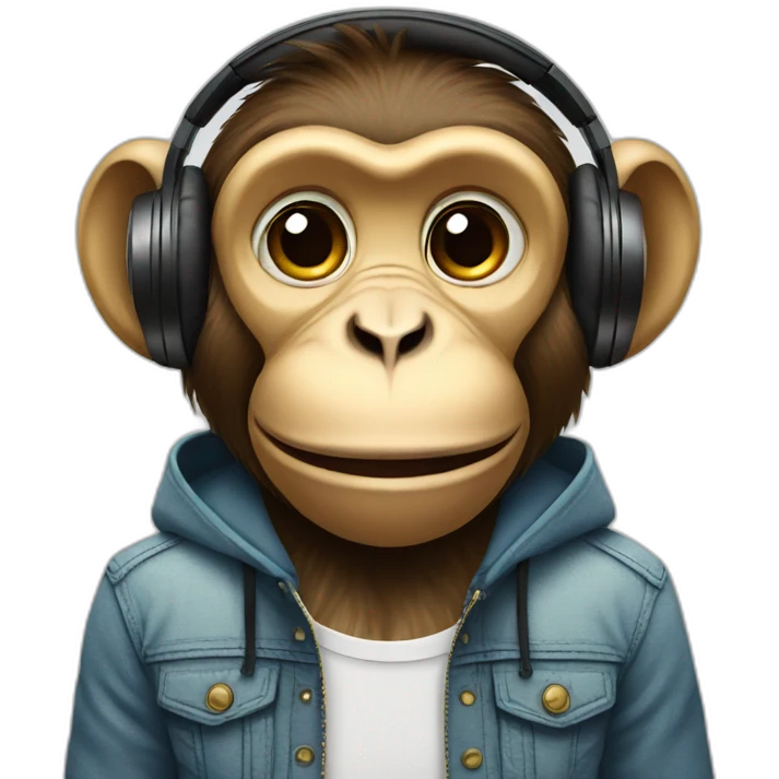 monkey with headphones and cup emoji