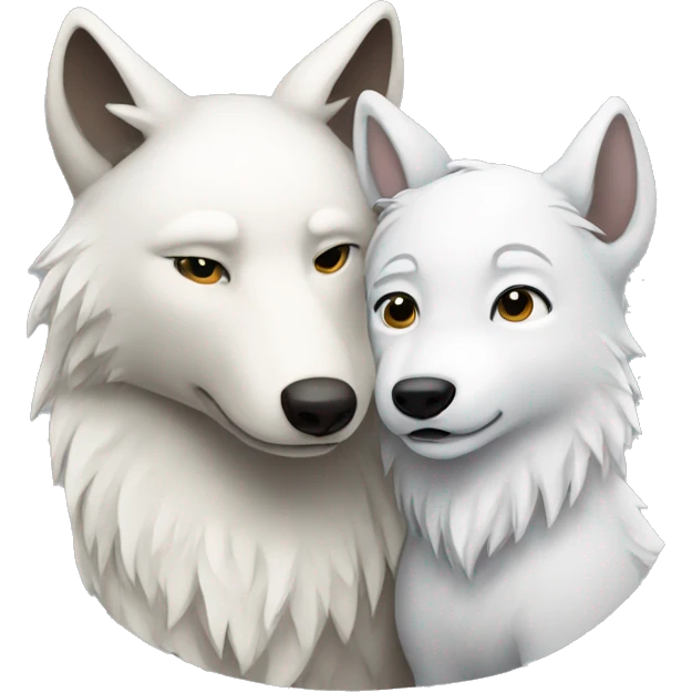 white wolf and deer hugging emoji