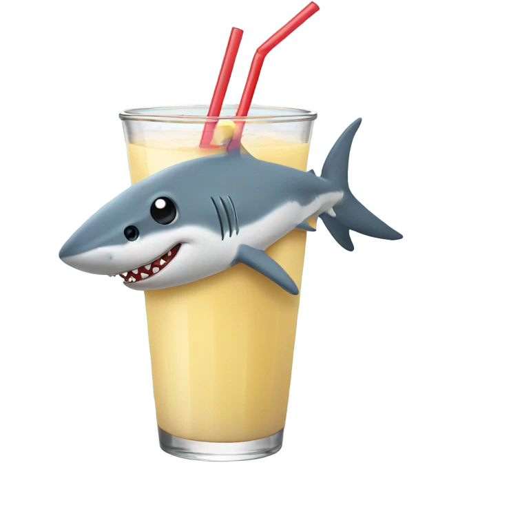 Shark drinking smoothie emoji