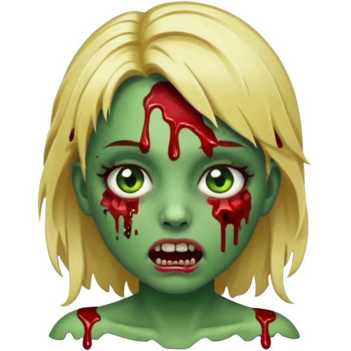 make an zombie girl emoji with blonde hair and (obviously) green skin with wounds emoji