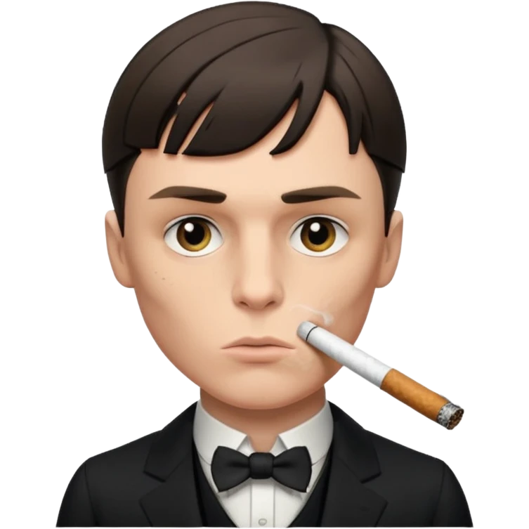 Tommy Shelby in black dress with a cig in his mouth and make his face exact  emoji