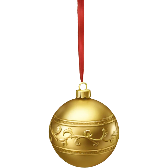 Realistic metallic Christmas gold ornament emoji