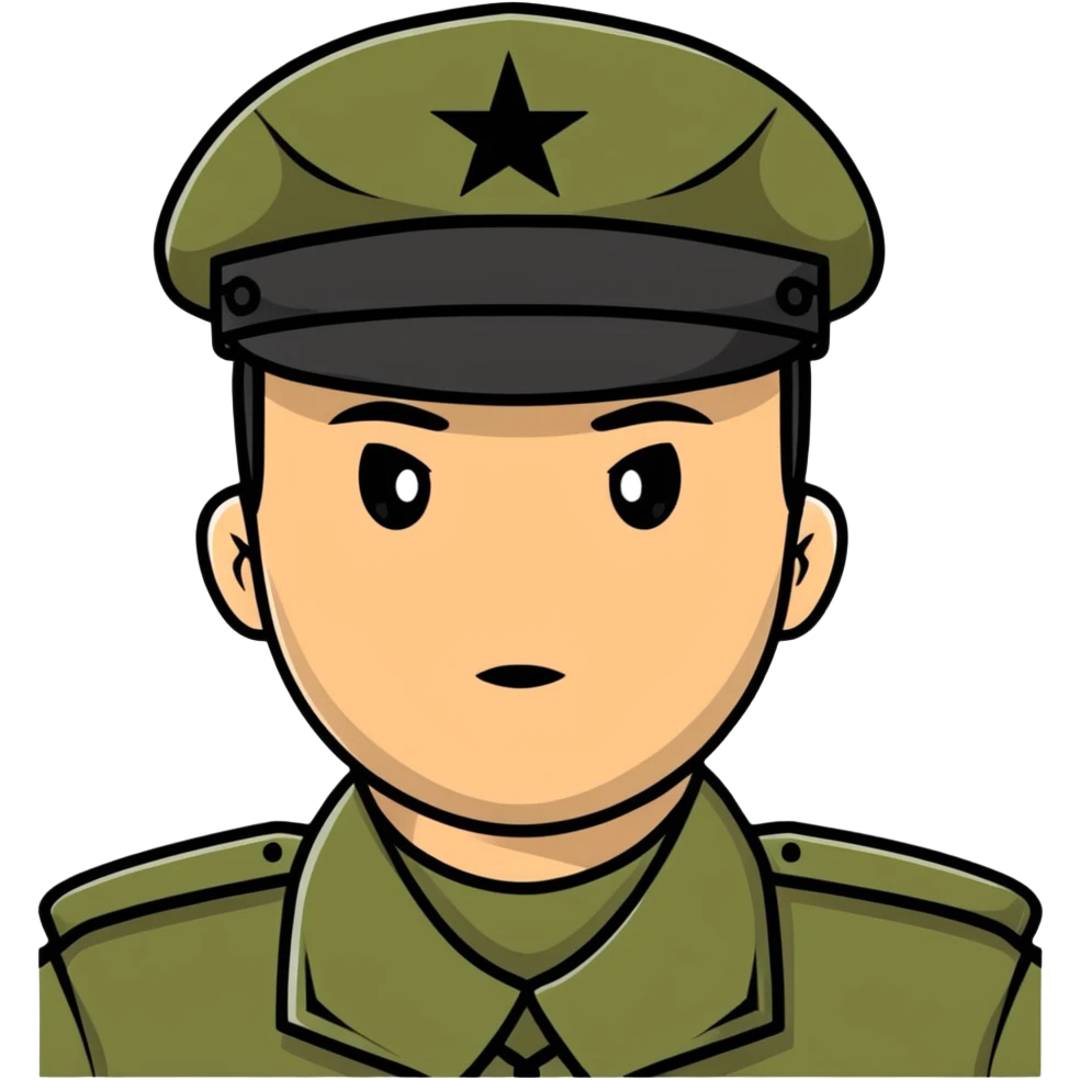 army soldier with formal military cap, front view portrait emoji