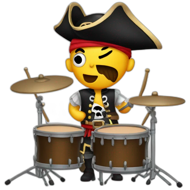 pirate emoji playing drumkit emoji