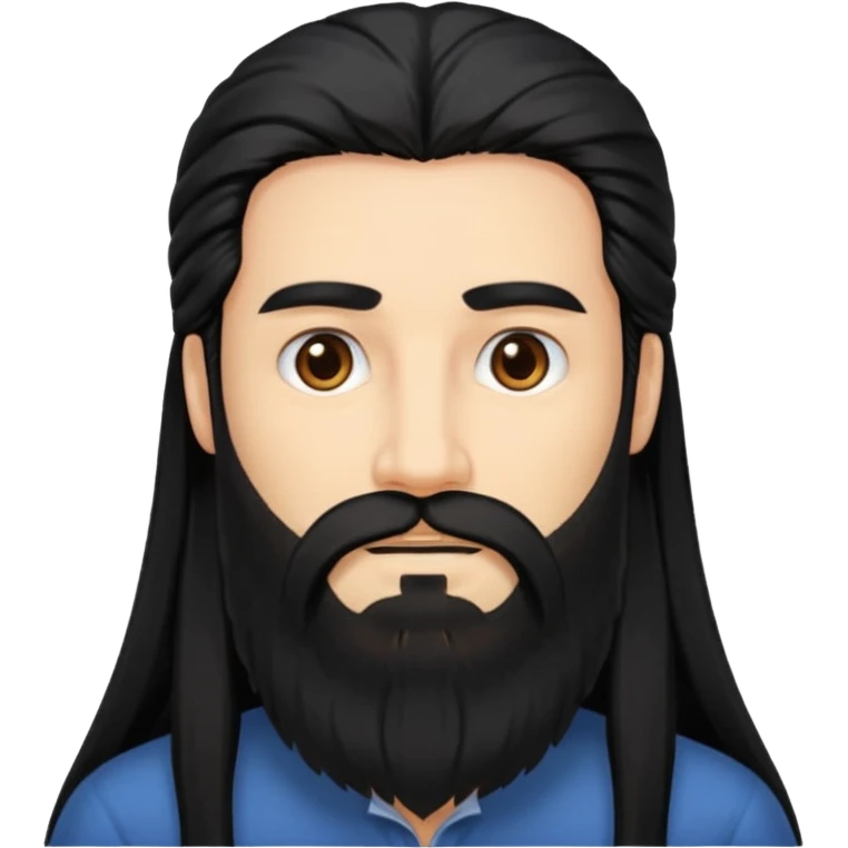 Long black hair man with long beard emoji