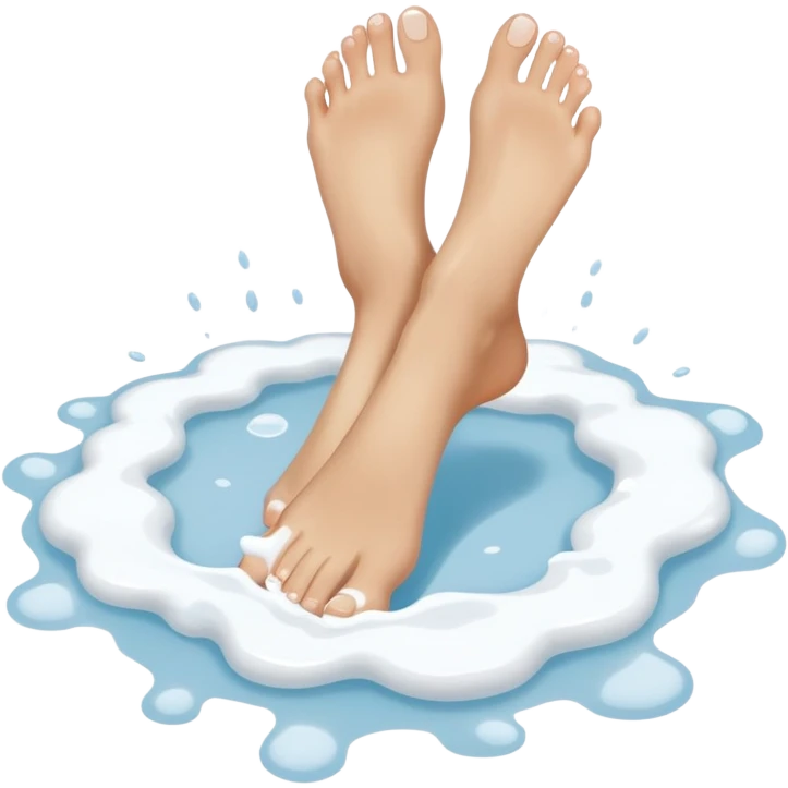 Barefeet balancing in white paint puddle emoji
