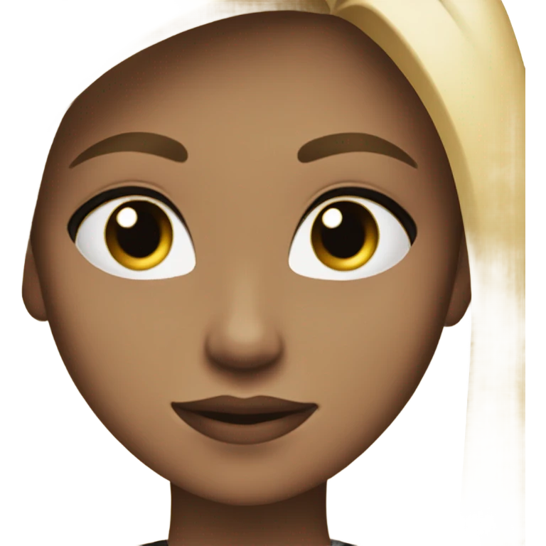 Blonde girl with straight hair hazel eyes and a black tube too emoji