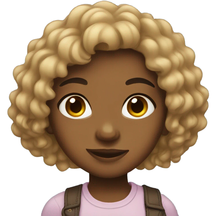 Brown girl emoji with long black curly hair emoji
