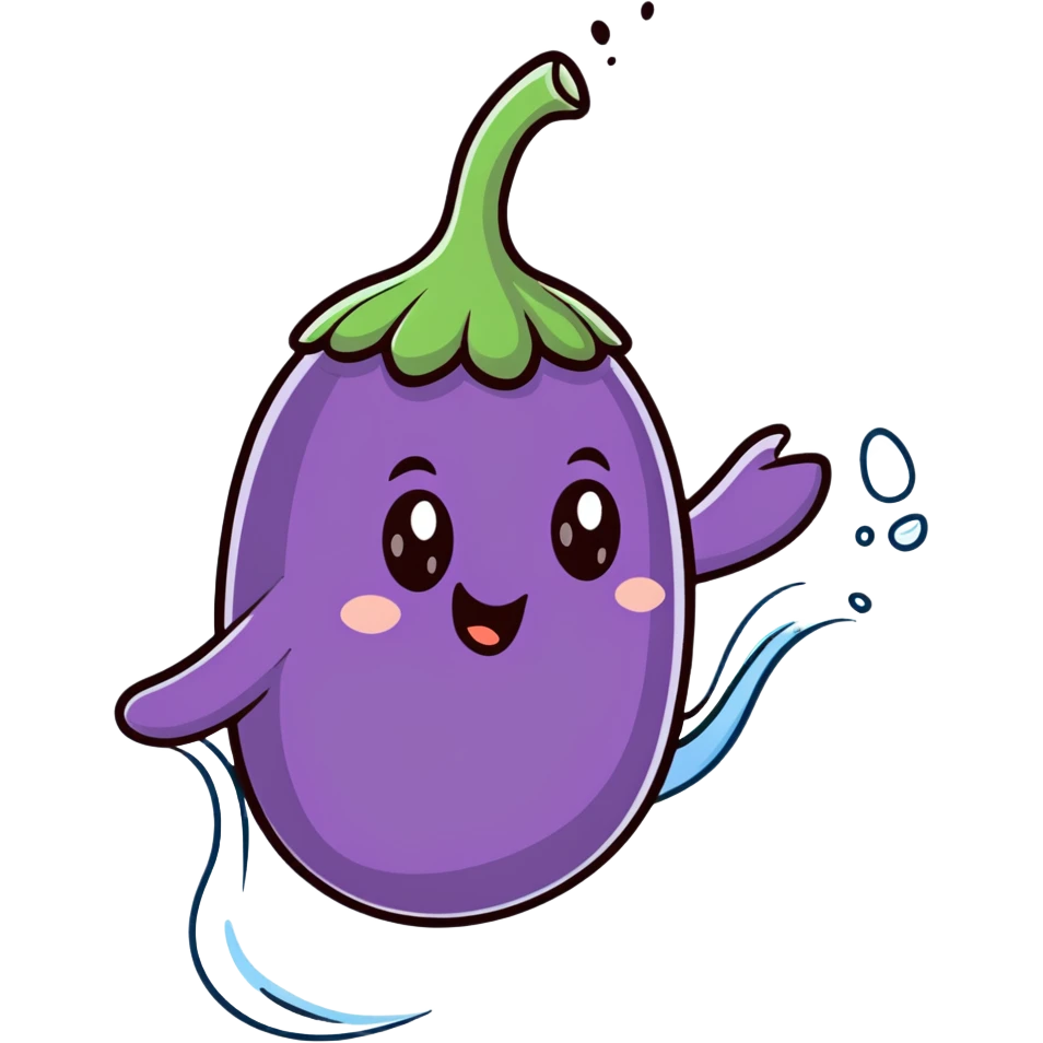 cartoon eggplant squirting white water emoji