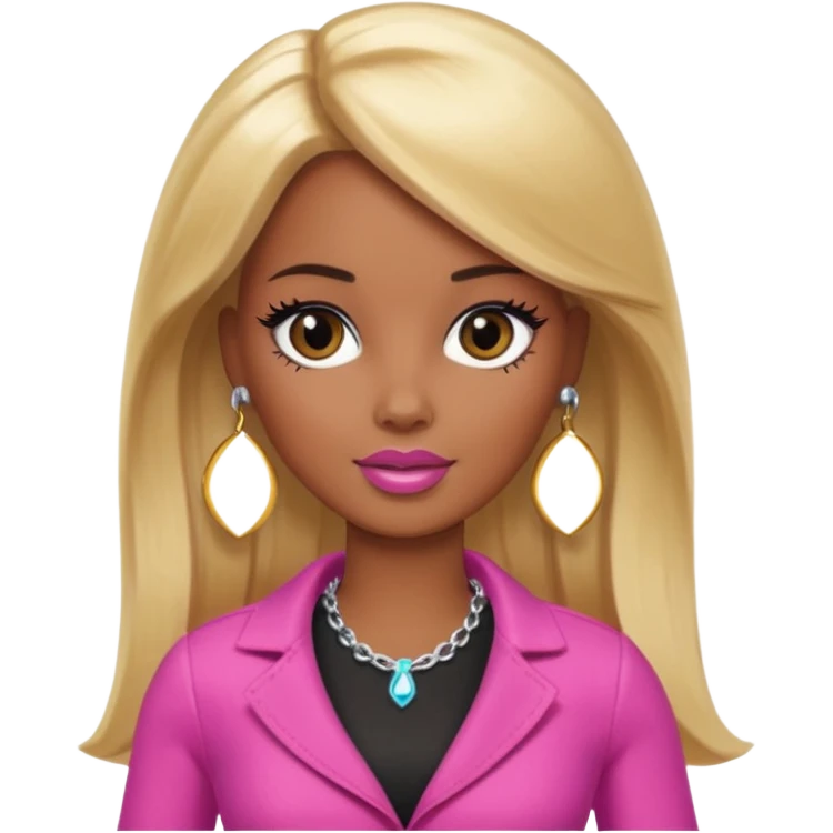 Brown skin blonde hair barbie with black eye  emoji