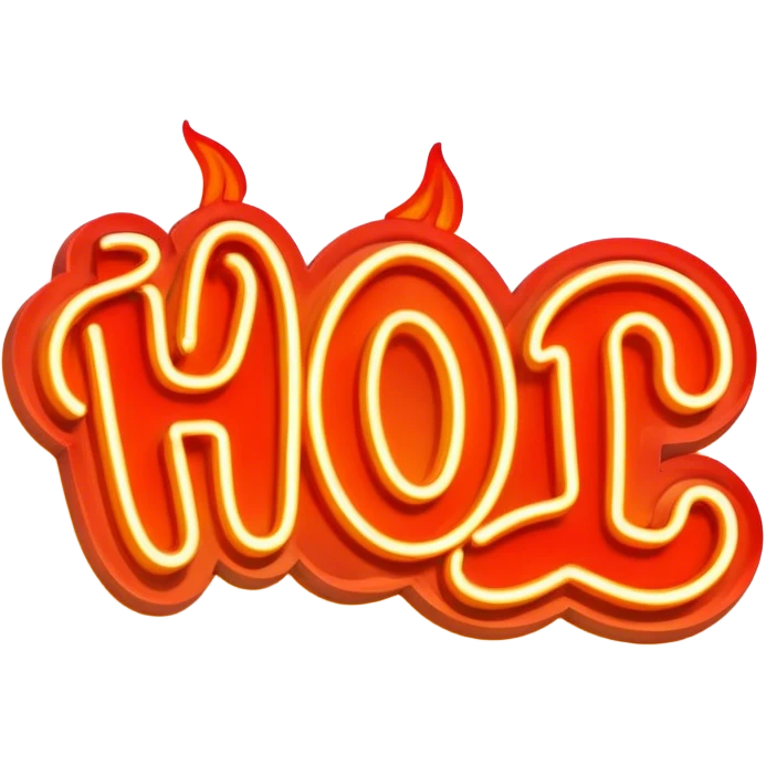 Neon signboard word "hot" emoji