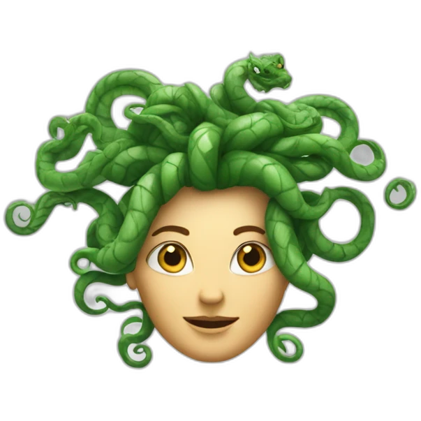 medusa avec des cheveux blancs et des serpents dans ses cheveux  emoji