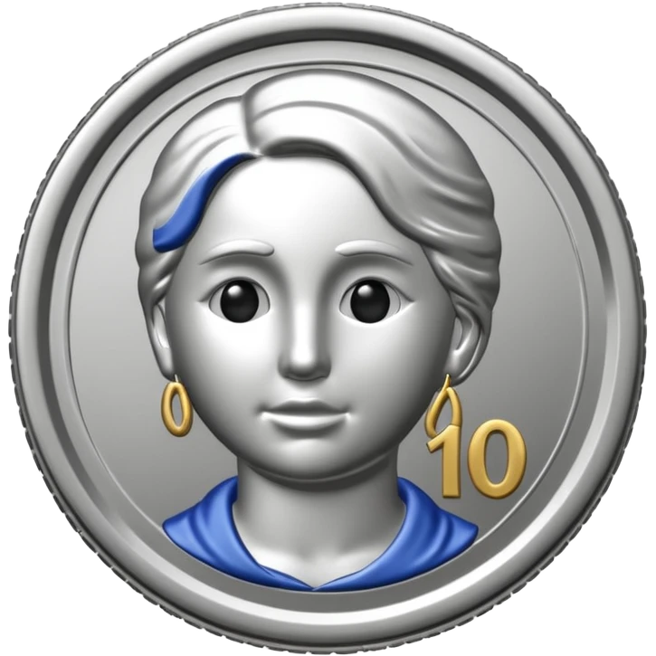 Silver Dime Coin With Out A Face & The Silver Number 10$ On It emoji