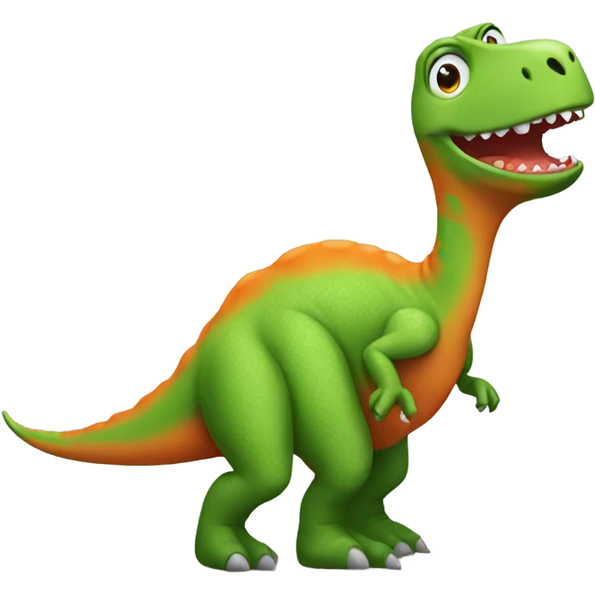 Green dinosaur, wearing orange jumper emoji
