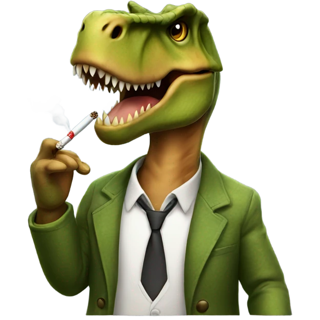 A t-Rex, smoking  emoji