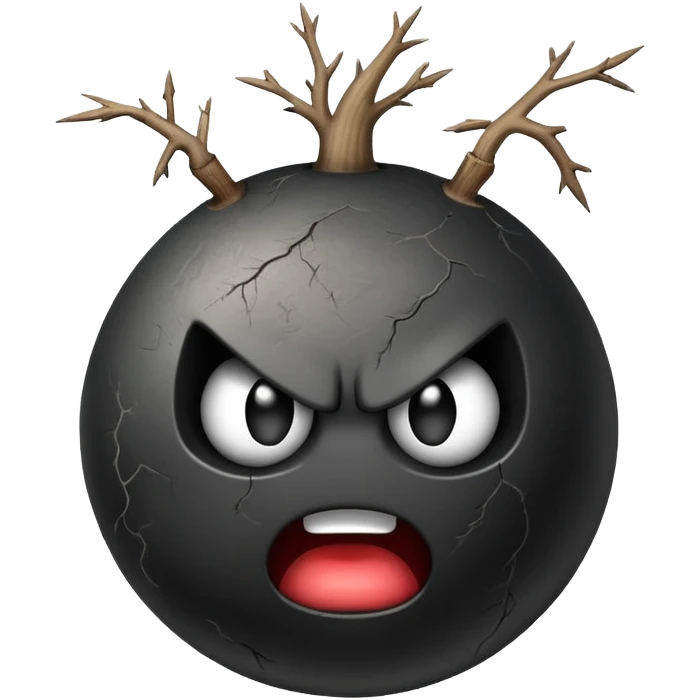Bomb as a root, angry face emoji as a growing stem emoji