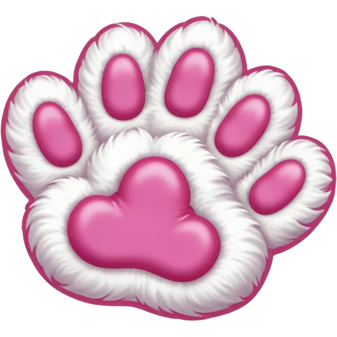 white cat paw, from the bottom, vivid pink toe beans emoji