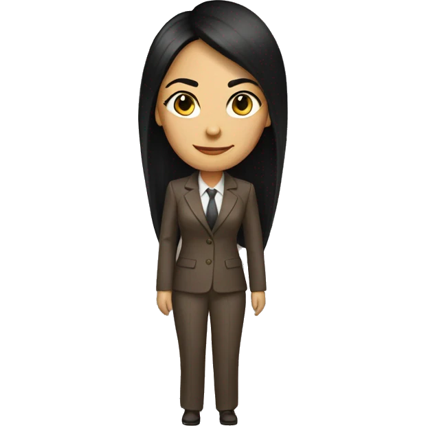 Female defense attorney with long black hair with brown suit emoji