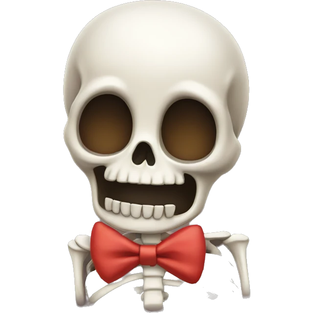 Skeleton with bow and very cutesy  emoji