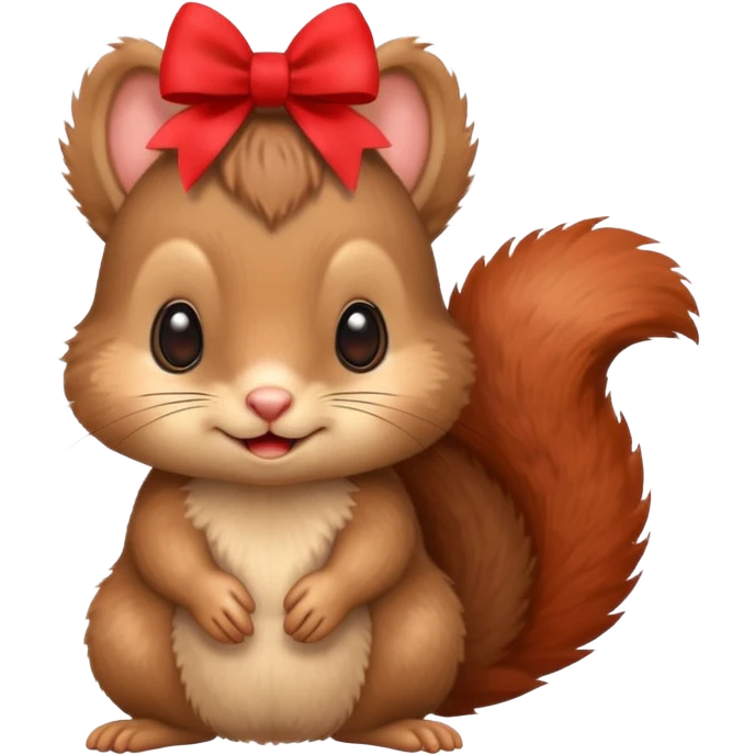 baby squirrel with a tiny red bow emoji