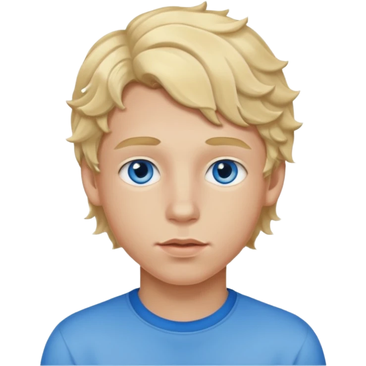 Teenage boy with blue eyes, blonde wavy hair and thick lips emoji